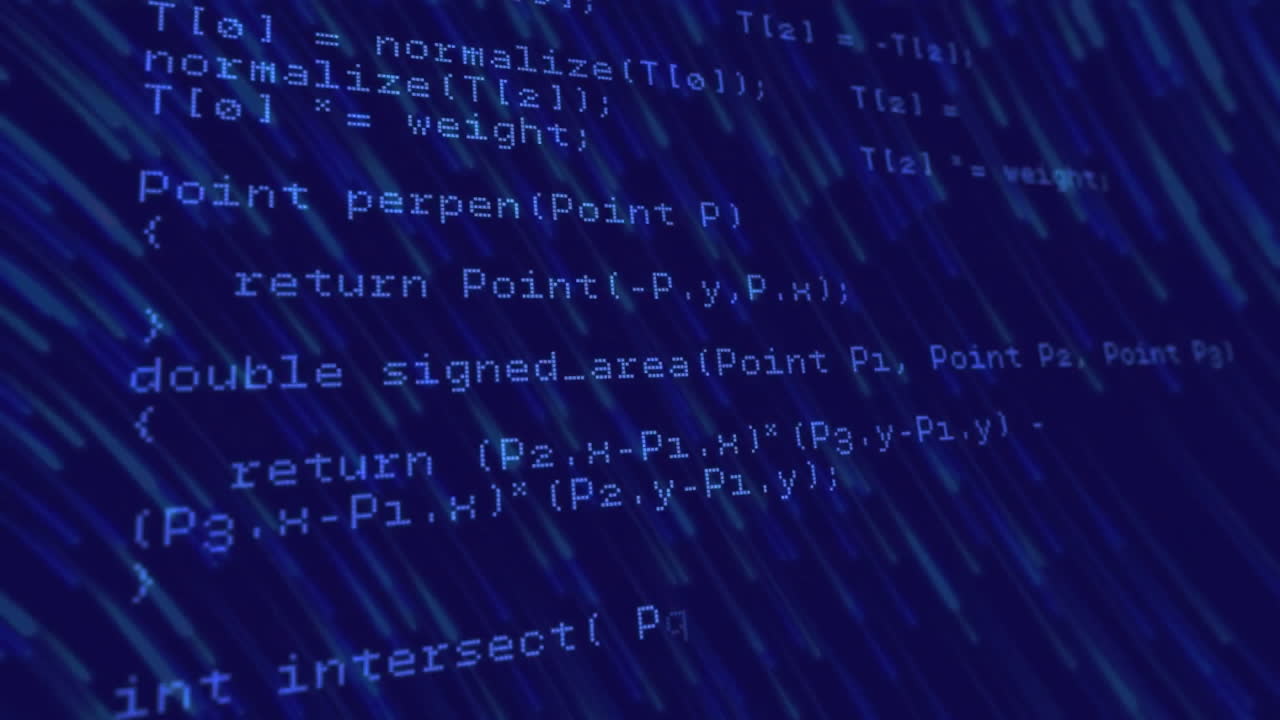 animación del procesamiento de datos sobre rastros de luz sobre fondo azul