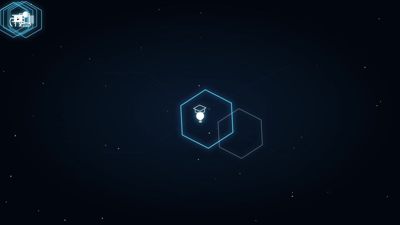 Digitales Bildungssymbol mit hexagonalen Interface-Elementen