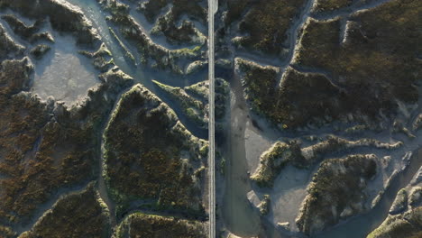 Bird's-eye-view-of-bridge-walkway-over-creek