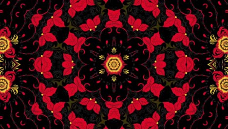 intricate red and gold floral mandala pattern