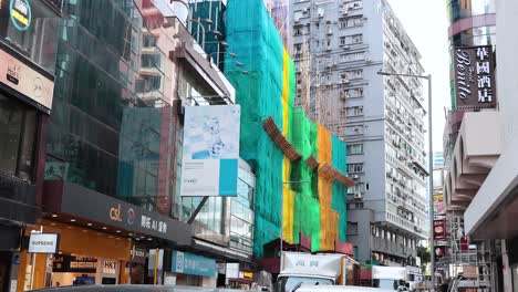 street view with buildings and construction activity