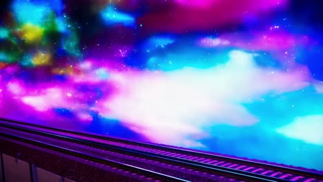 high-speed train through a cosmic tunnel