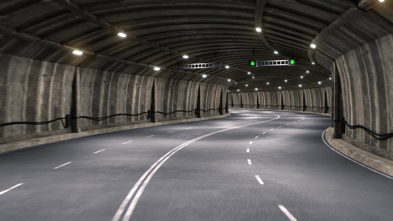 полет в пустом автомагистральном туннеле.