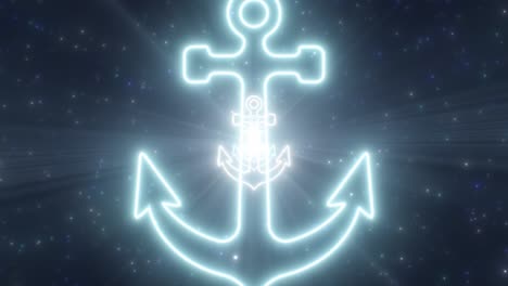 ancla de barco antiguo forma de mar náutica contorno luces de neón brillantes túnel - 4k sin costuras vj bucle de movimiento animación de fondo