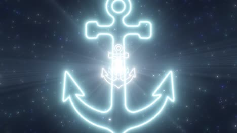 old ship anchor nautical sea shape outline glowing neon lights tunnel - 4k seamless vj loop motion background animation