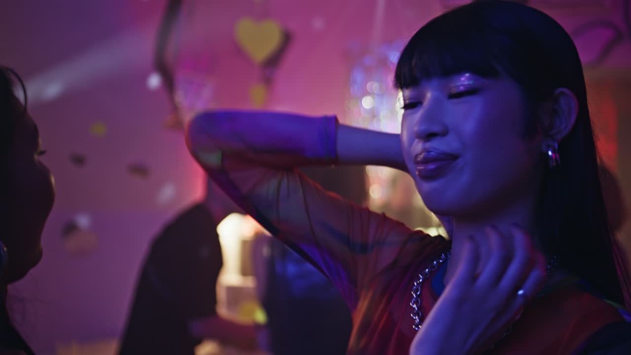 Hipster dancing disco club at party radiating carefree excitement closeup