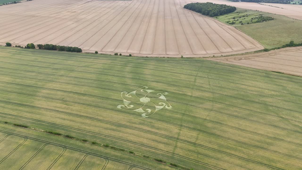 высокий вид круга в зерне на холме этчилхэмптон в уилтшире, англия, великобритания