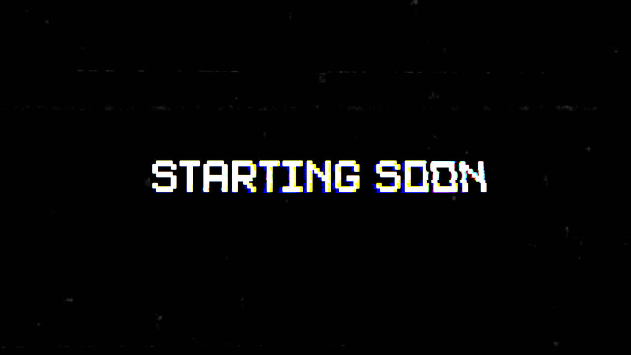 Starting Soon Text with Glitch and Pixelated Effect