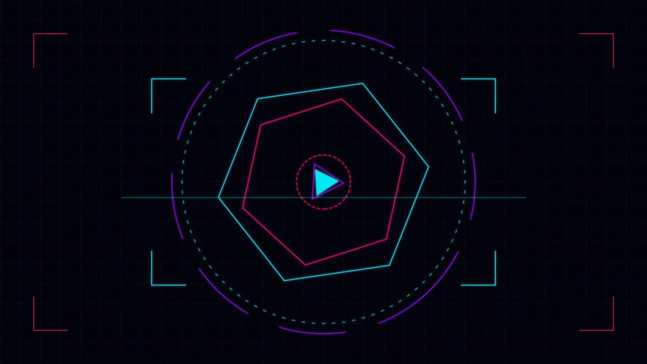 Abstract Futuristic HUD Interface with Rotating Geometric Shapes