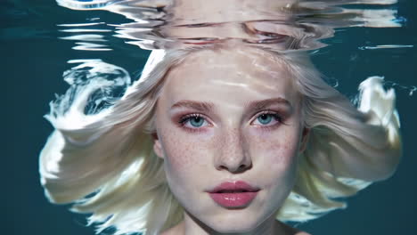 woman underwater portrait