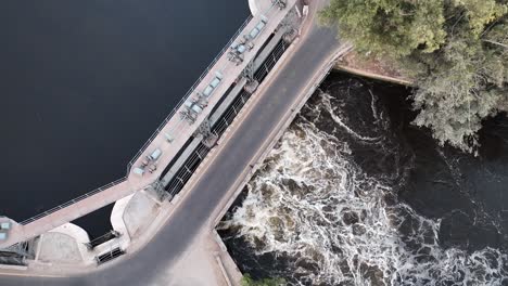 aerial birds eye view over bahawal canal main line discharging water