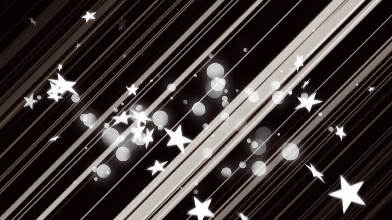 animación de estrellas blancas flotando sobre líneas blancas parpadeantes