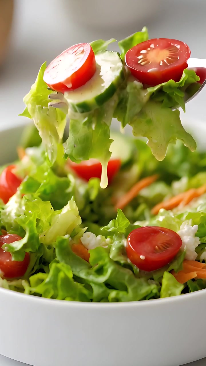 Ensalada Fresca y Saludable sobre Fondo Borroso 4K