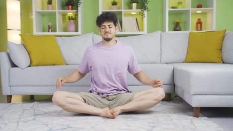 flexible young man exercising.