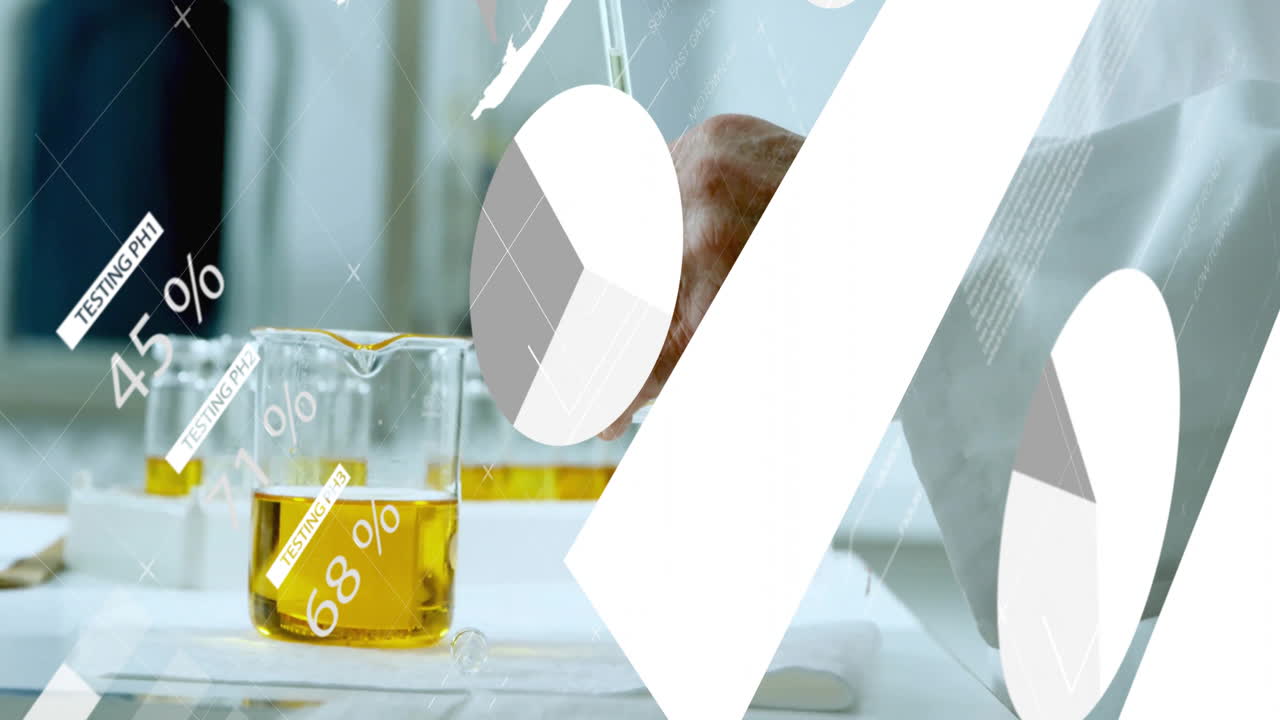 실험실에서 백인 남성 과학자에 대한 데이터 처리 애니메이션