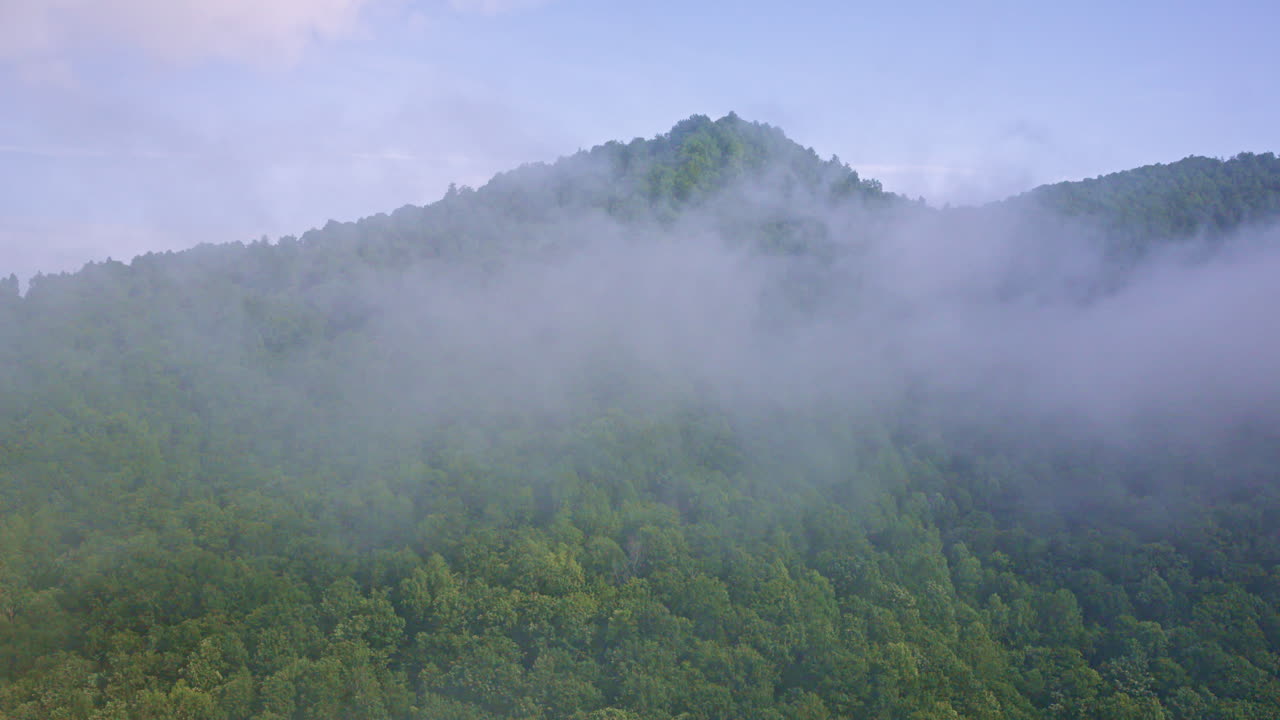 Dramatic high-altitude view of mist in the Smoky Mountains