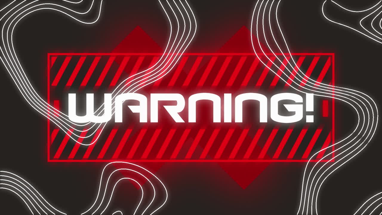 Animation of warning text over black background