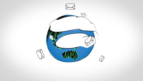 animación de colores que muestra sobres que rodean la tierra