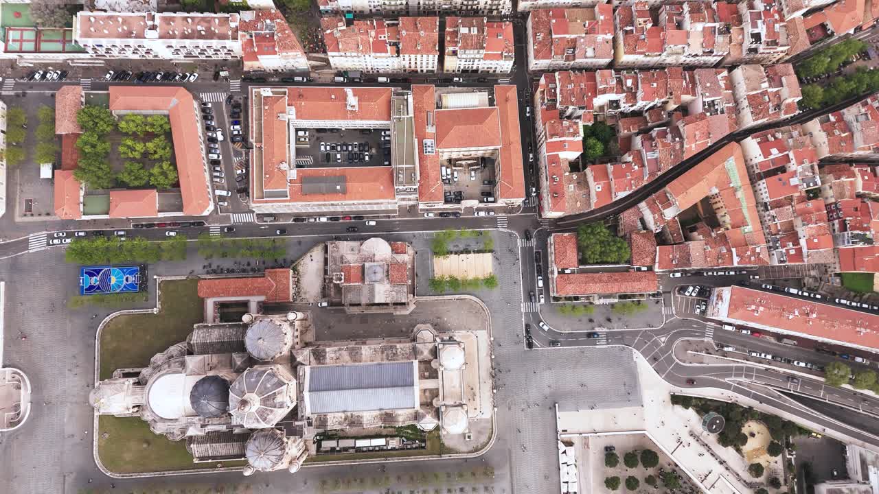 Fly over Cathédrale La Major in Marseille, France