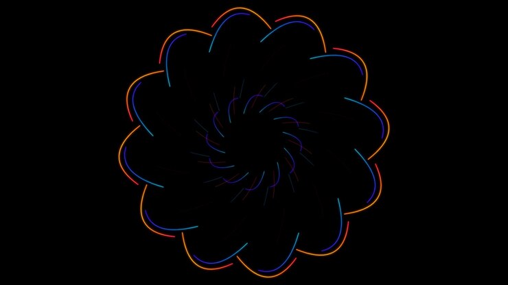 Movimento circolare astratto di linee di luce colorate e luminose
