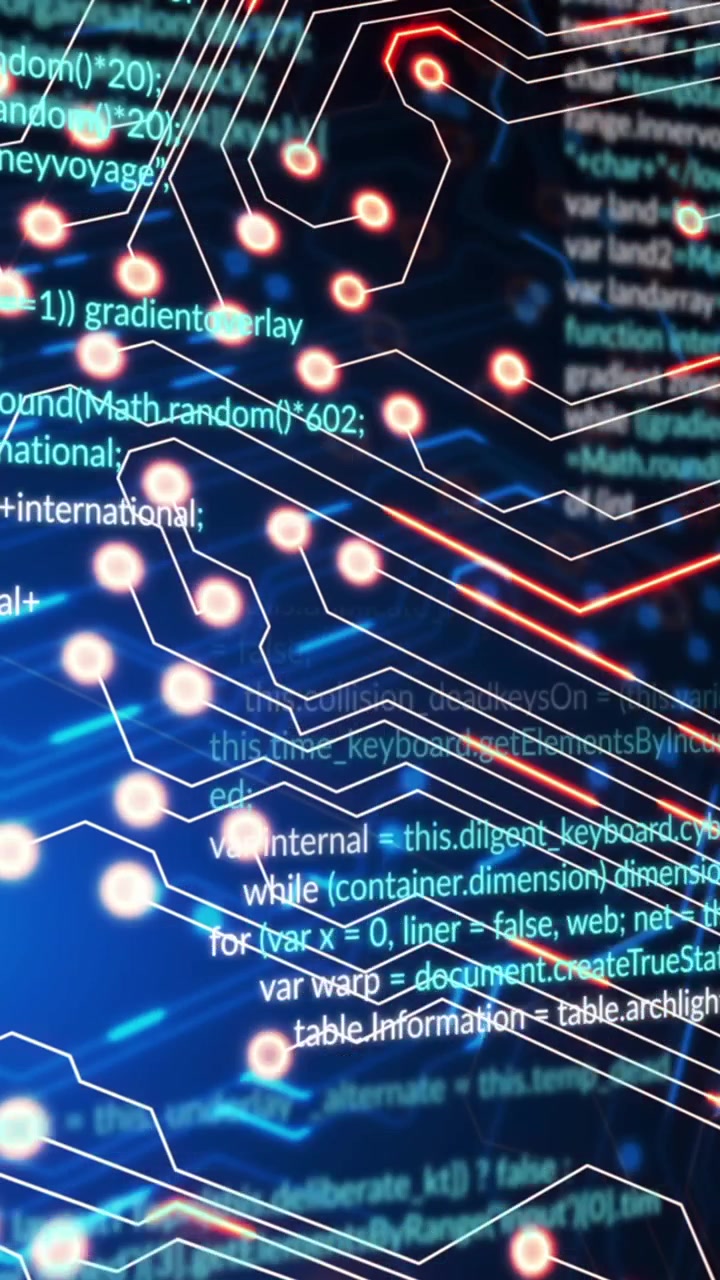 Animation of data processing over black background