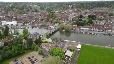 henley on thames oxfordshire uk high aerial footage town and henley bridge