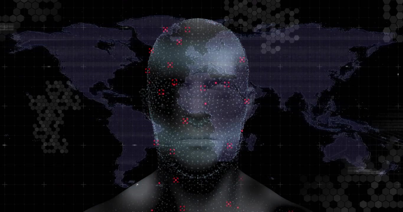 Sphere appearing initiating head formation, clustering nodes, scanning glitch lines for diagnostic