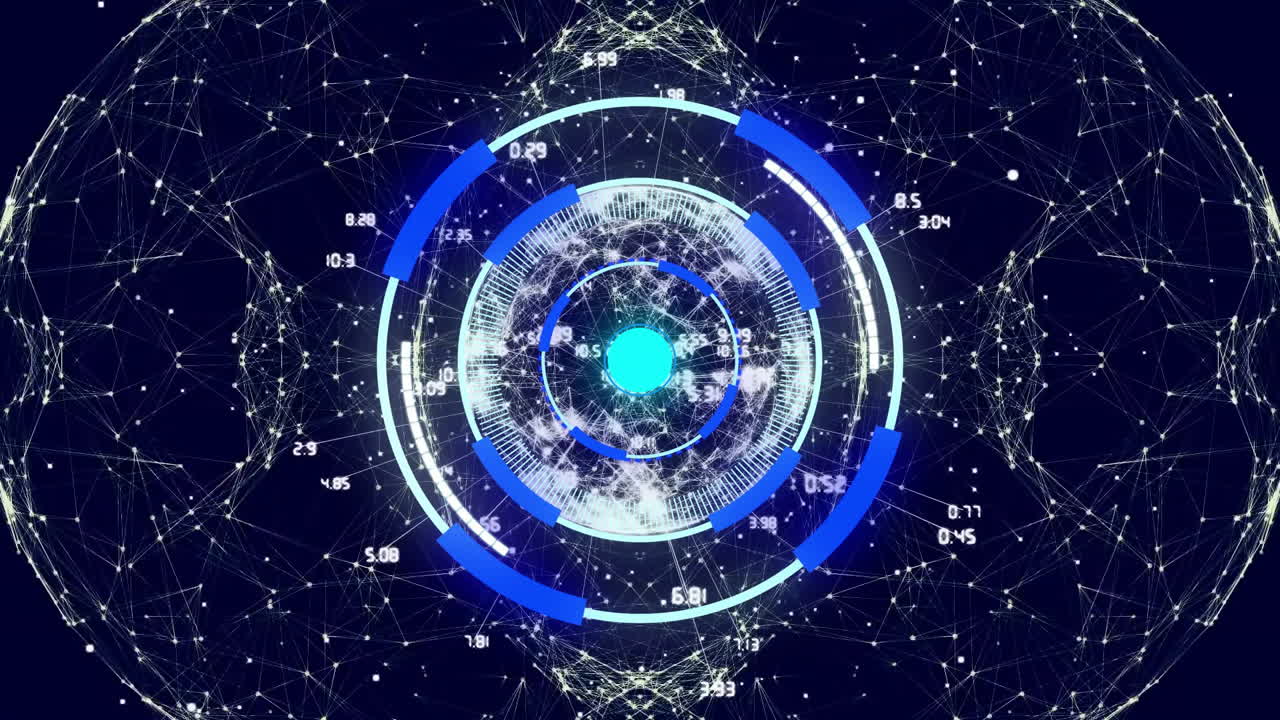 анимация сканирования сферы на земном шаре на черном фоне