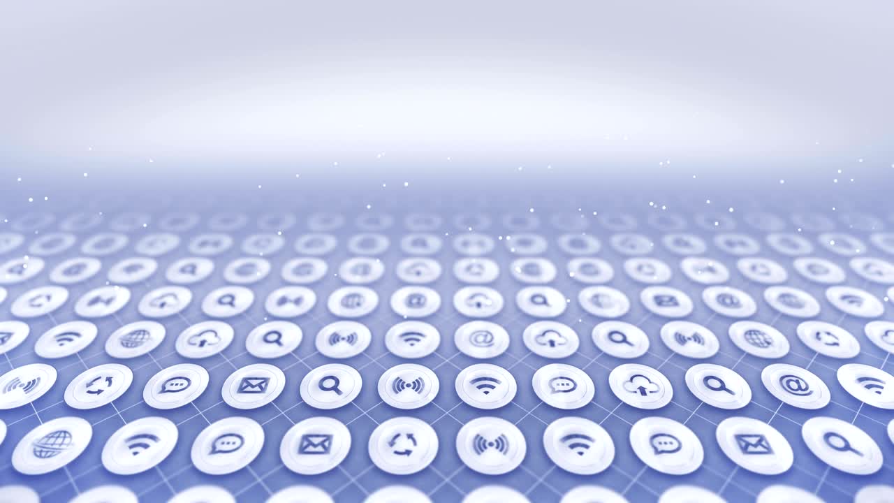 웹 아이콘 세트, 인터넷 커뮤니케이션 배경, cg 루프 애니메이션