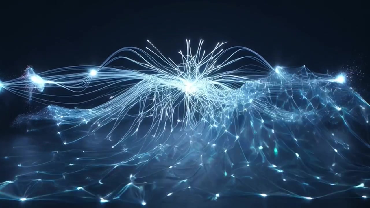 Abstract Digital Network Connection and Data Flow Animation
