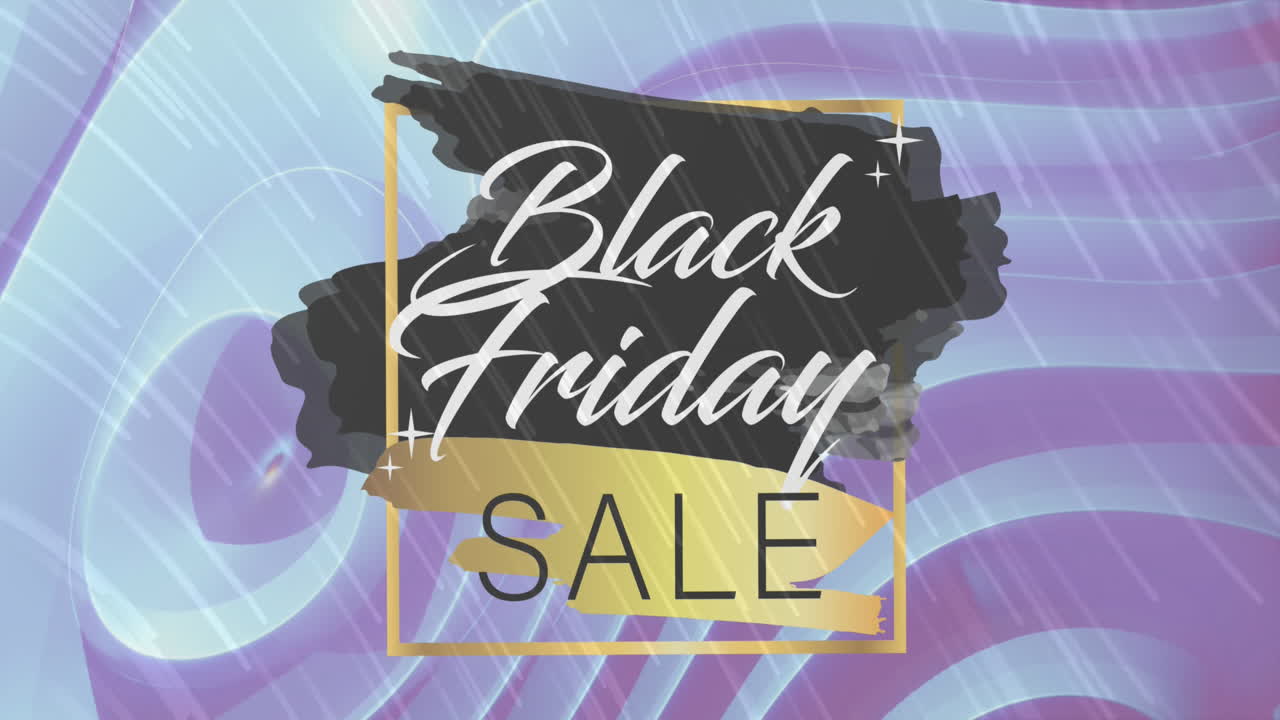 Scie luminose su banner di testo "Saldi Black Friday" con effetto ondulato e texturizzato su sfondo blu.