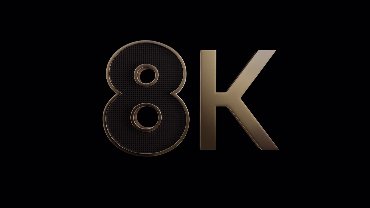 logotipo de bucle dorado 8k con reflejo brillante con canal alfa
