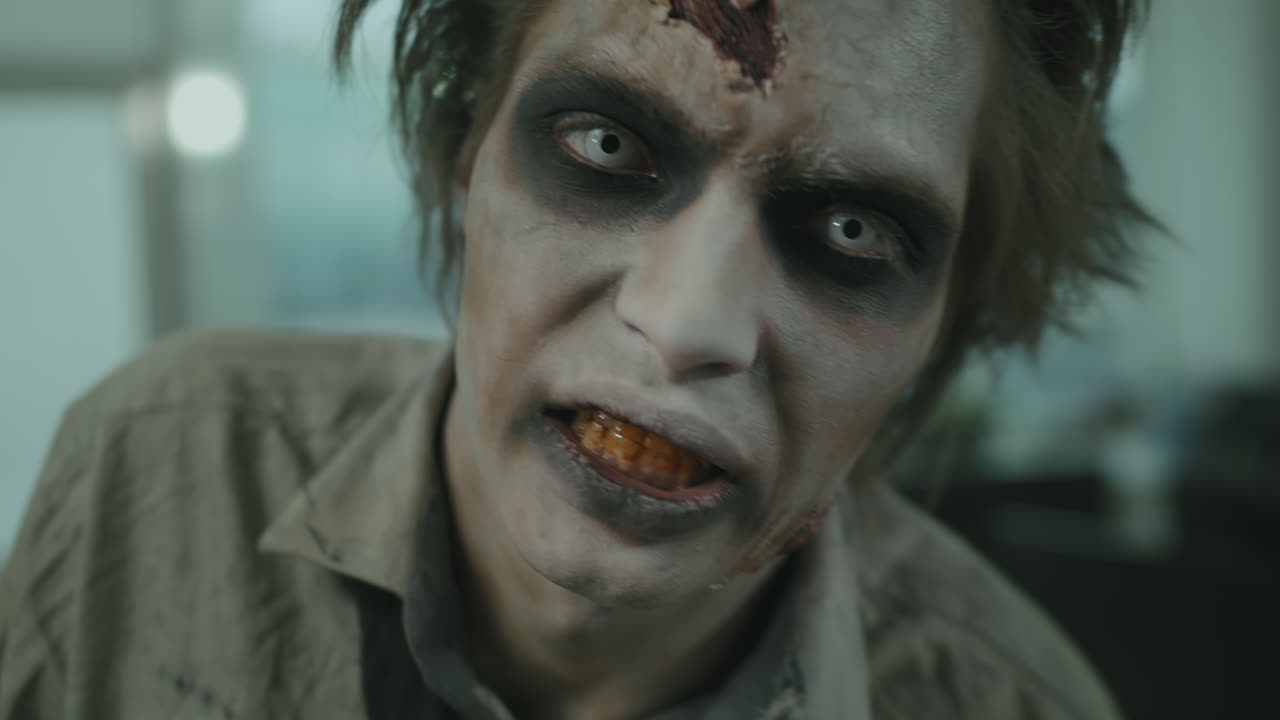 Zombie Man Looking at Camera
