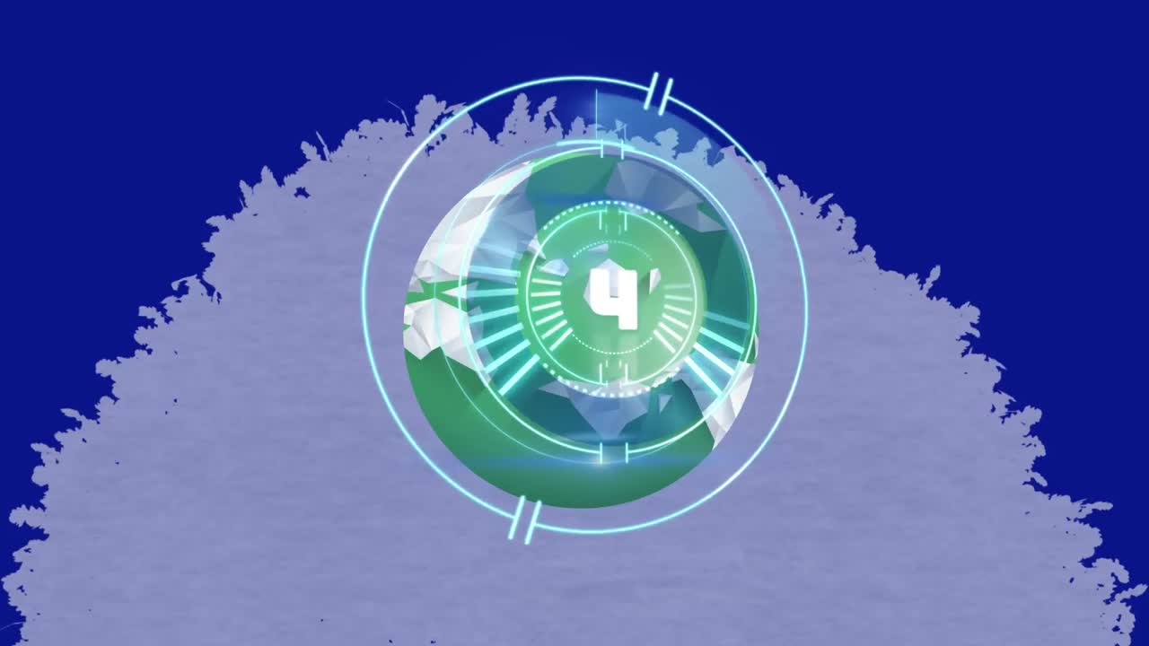 회색과 파란색 배경에 지구상에서 카운트다운 프로세싱과 함께 안전한 잠금의 애니메이션