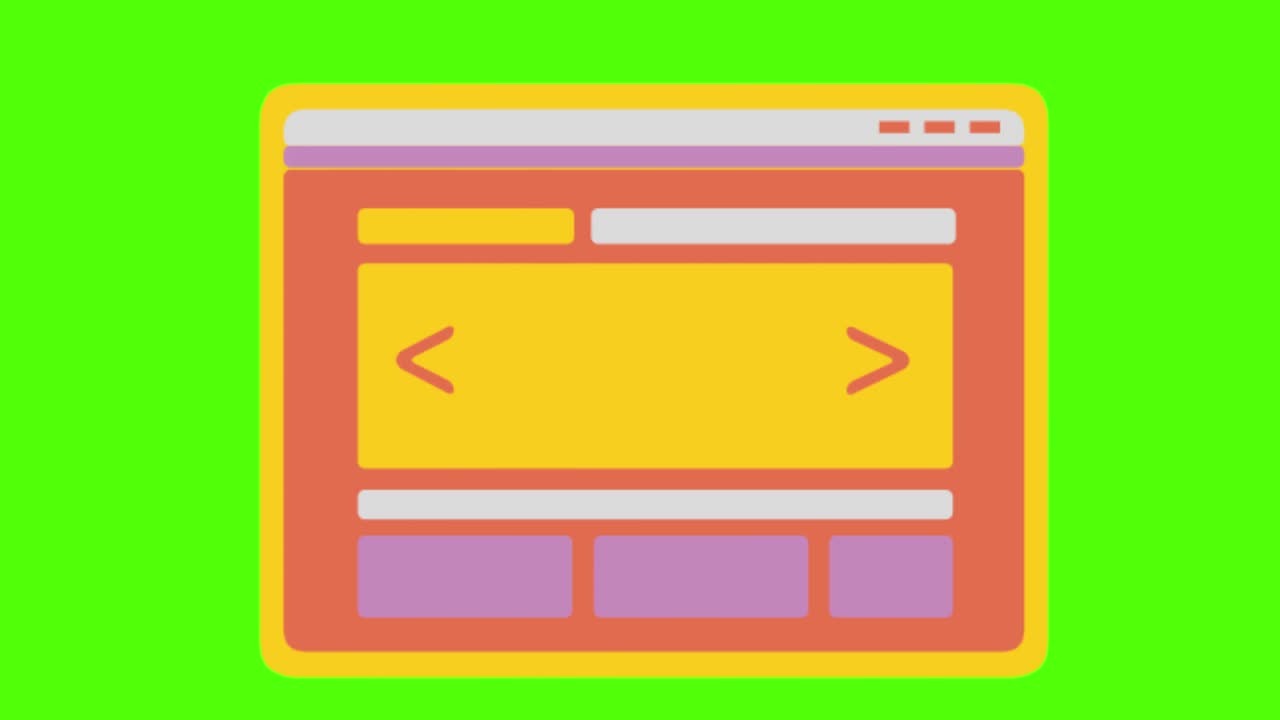 animación de un diseño del sitio web en un fondo de pantalla verde