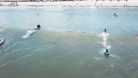 surfing on a beautiful beach