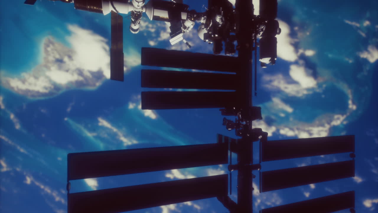 View of the international space station above earth surface