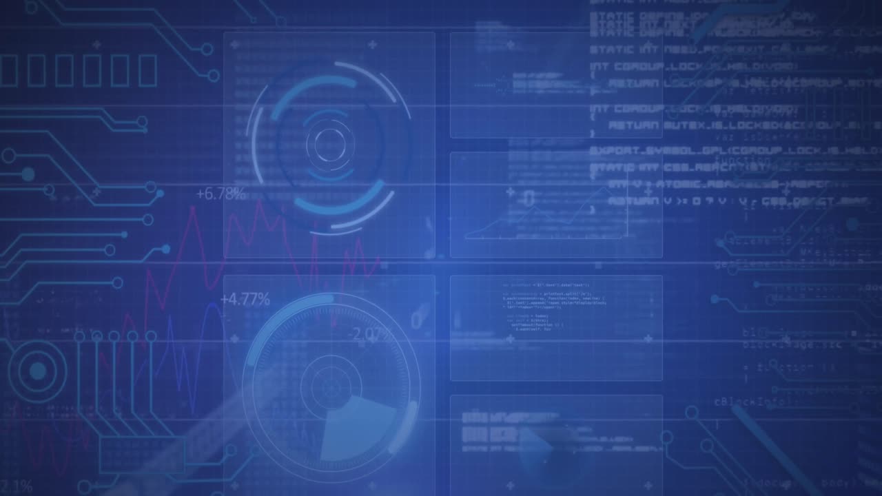 Animation of interface with round scanner, microprocessor connections and data processing