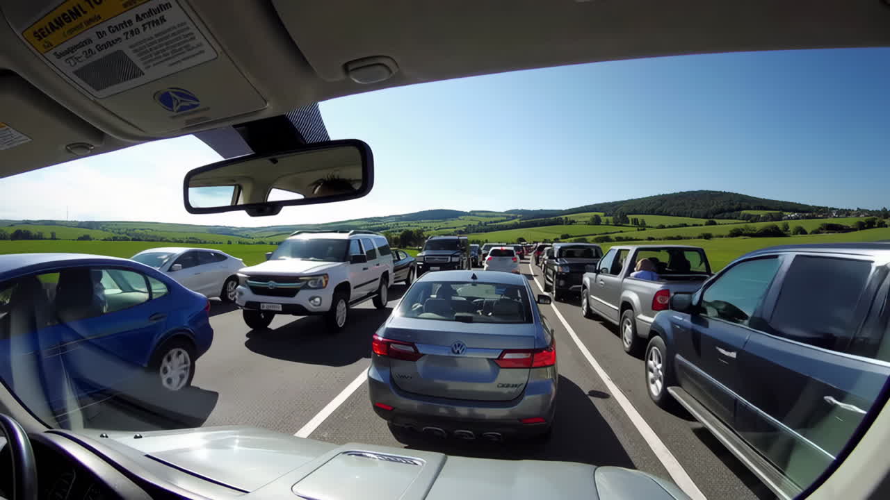 Traffic Jam on a Sunny Rural Road