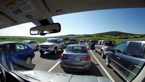 traffic jam on a sunny rural road