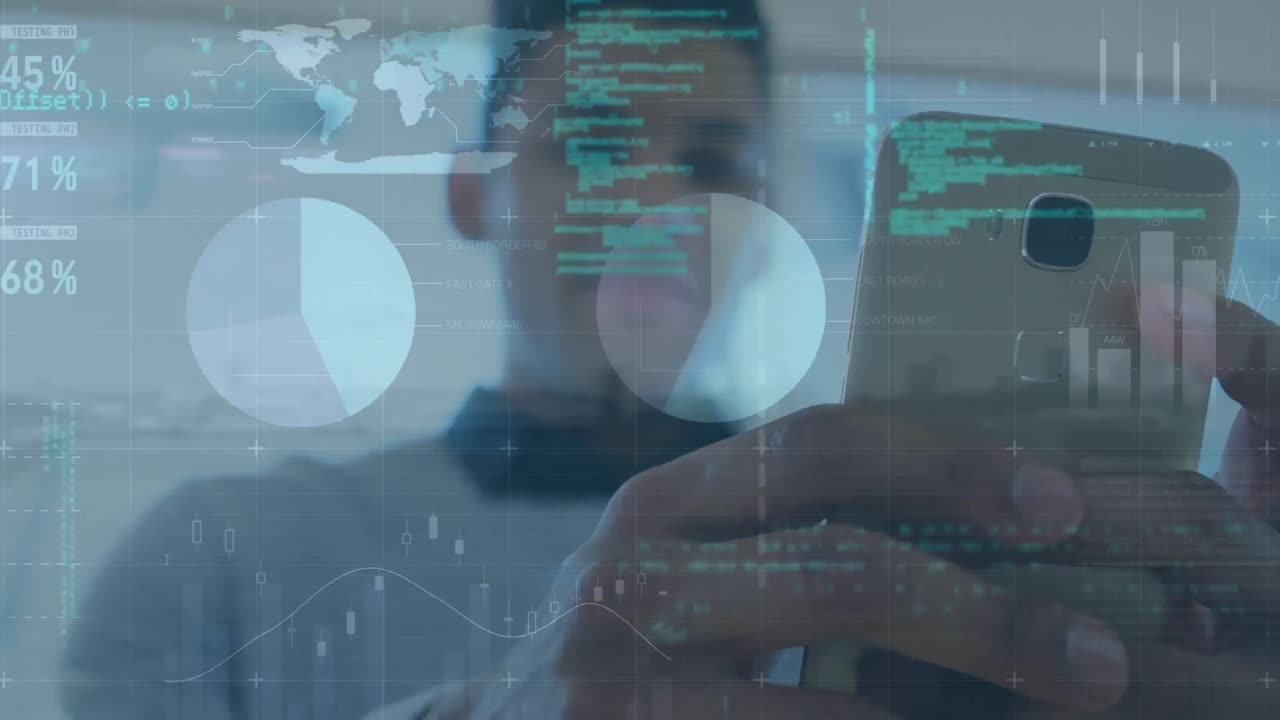 animación de estadísticas y procesamiento de datos sobre el hombre utilizando un teléfono inteligente