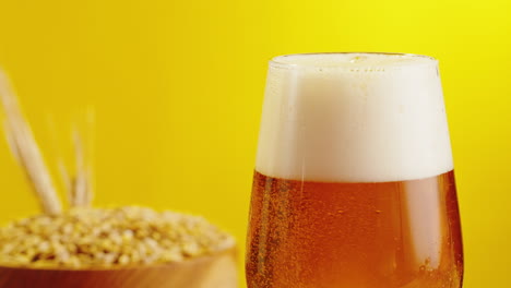 glass of beer with barley