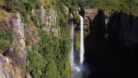 drone shot of the waterfall in south africa