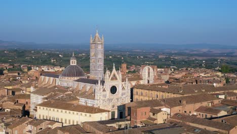 white cathedral nice aerial top view flight medieval town siena tuscany italy