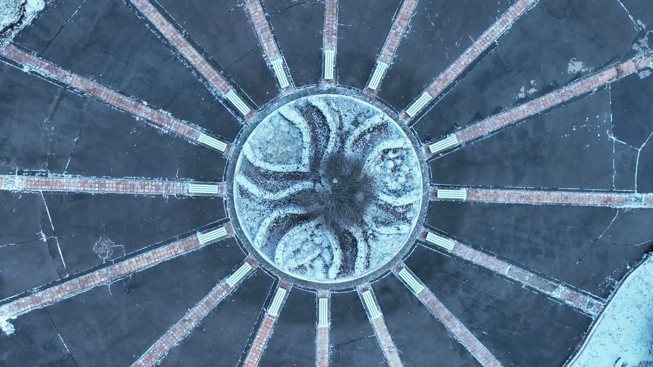 Sun Square on Cold WInter Day, Slunečn&iacute; n&aacute;měst&iacute;, Prague, Czech Republic, Top Down Spinning Drone Shot