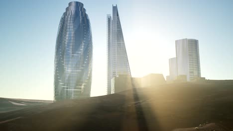 city skyscrapes in desert