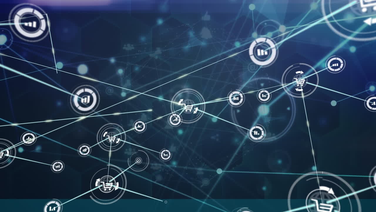 Animation af netværk af forbindelser og databehandling