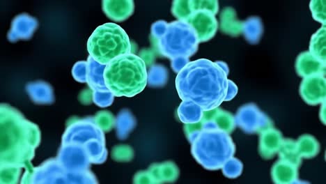 exploring the intricate world of microscopic life: a visual journey through colorful cells and molecules in vibrant green and blue hues
