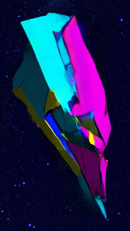 vibrant neon geometric forms in a starry cosmos