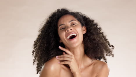 Beauty,-skincare-and-laugh-with-black-woman